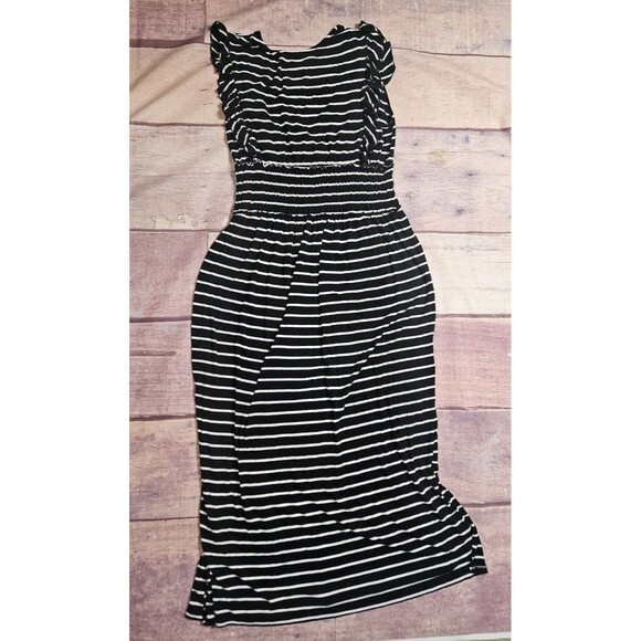 Time & Tru Maxi Dress black and white striped Plus Size 2X - Picture 5 of 6